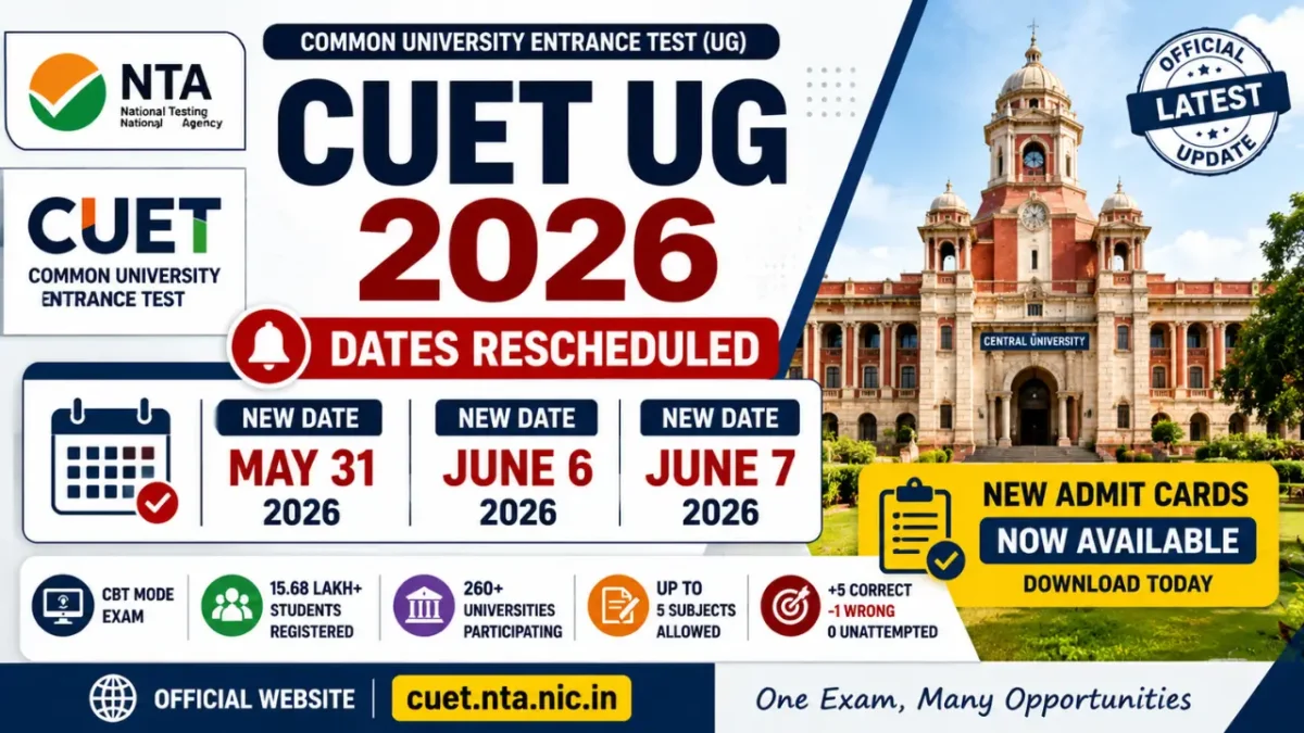 CUET Exam 2026 Latest Update: Rescheduled Exam Dates, Admit Card, Eligibility & Complete Guide