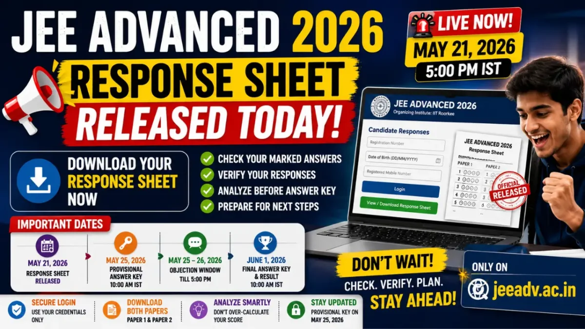 JEE Advanced 2026 Response Sheet Released Today: Download Now & Here’s Exactly What to Do Next
